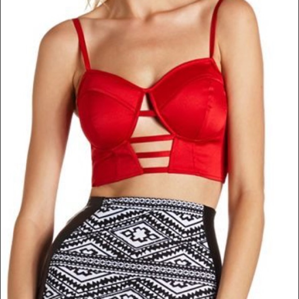 red cropped bustier